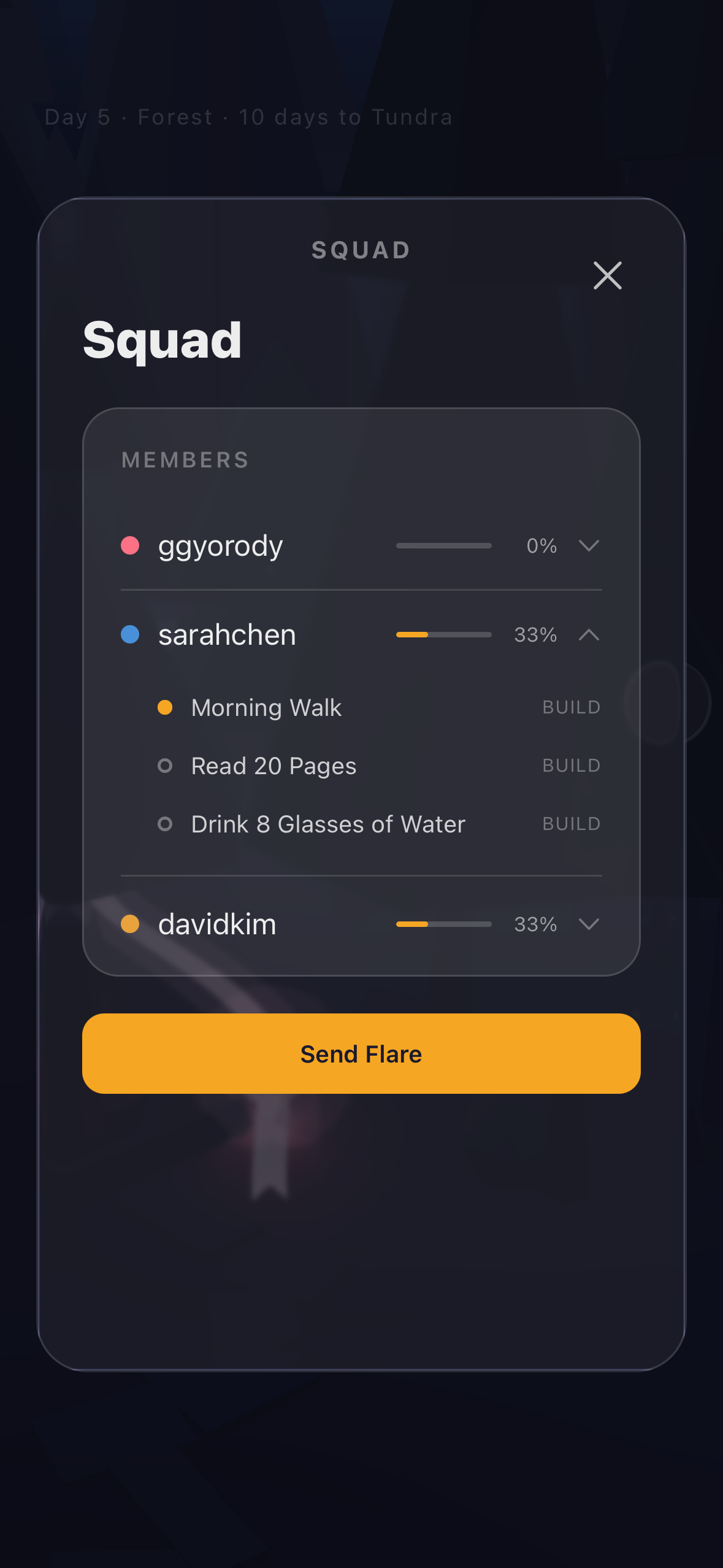 Expedition squad list screen