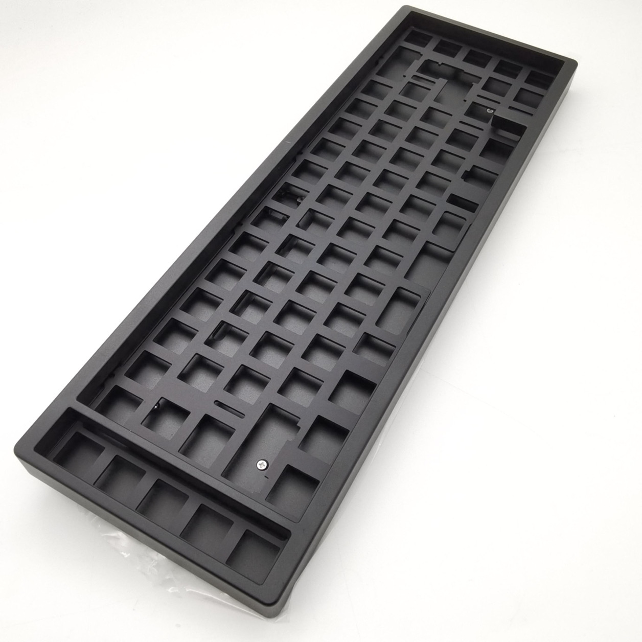 Motif 65 keyboard from another angle, showing the anodized case and polished plate.